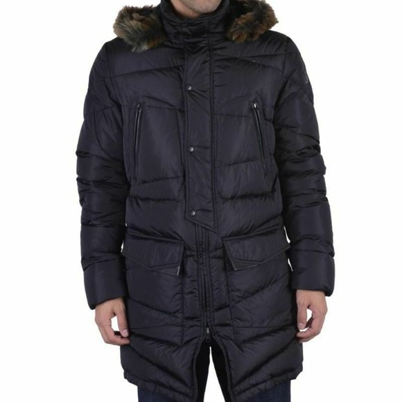 Versace Collection Black Down Parka Coat